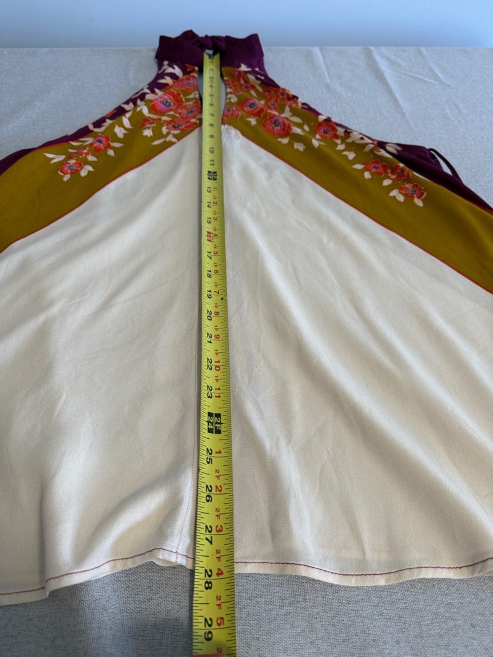 Free People Floral Halter Keyhole Tank in Cream, Tan & Purple SZXS - Picture 10 of 13